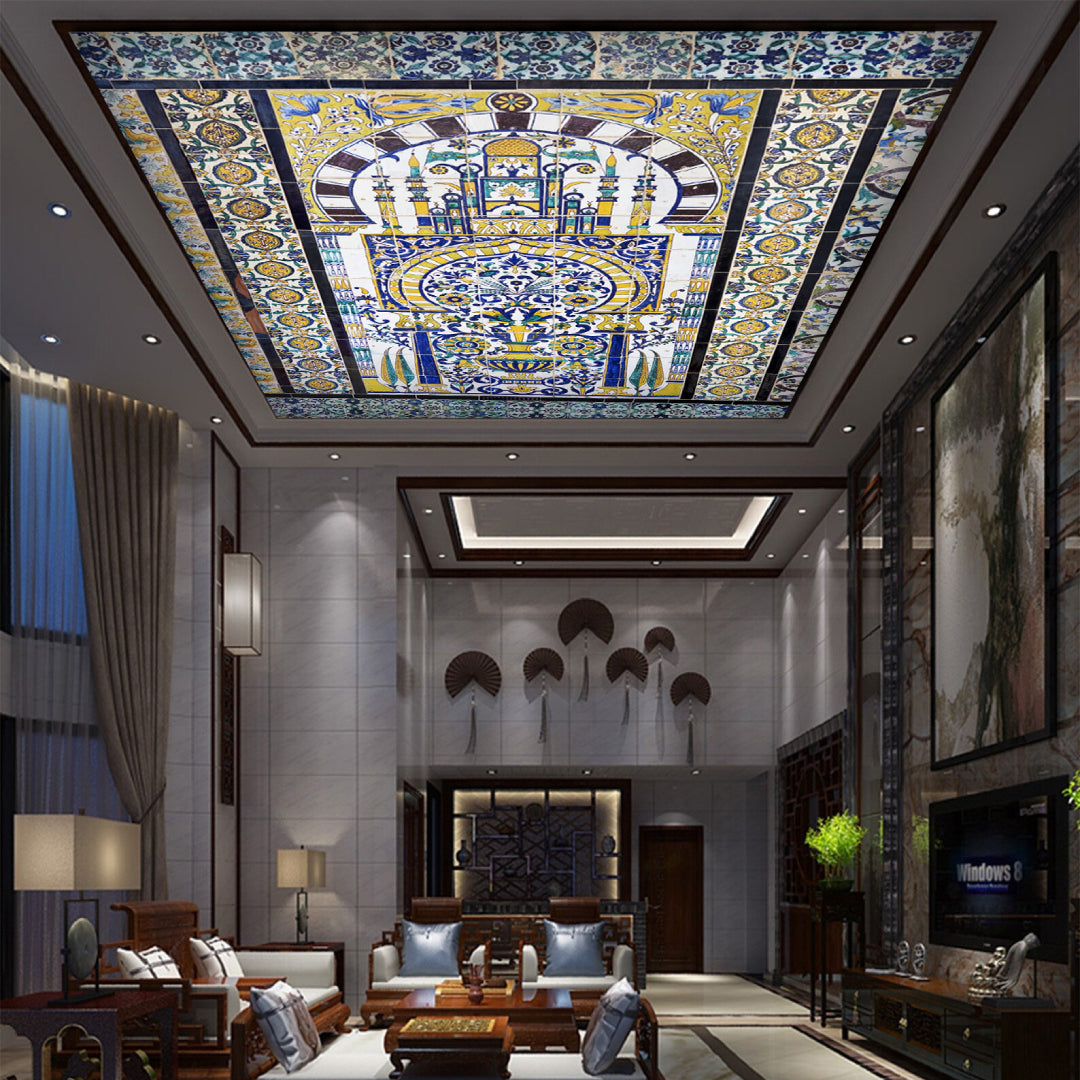 Blue And White Porcelain Ceiling Wallpaper