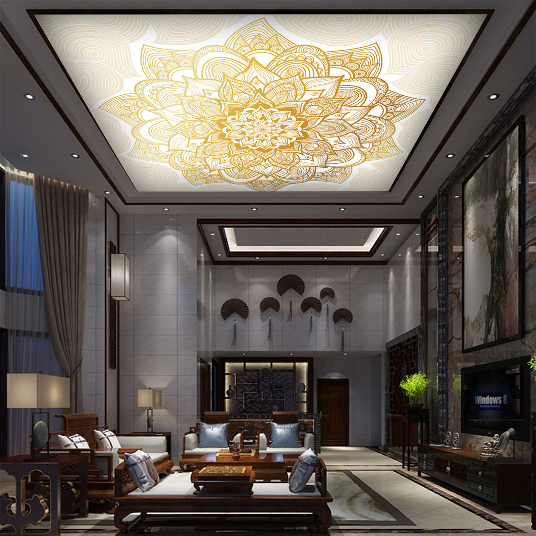 Golden Mandala Background Ceiling Wallpaper