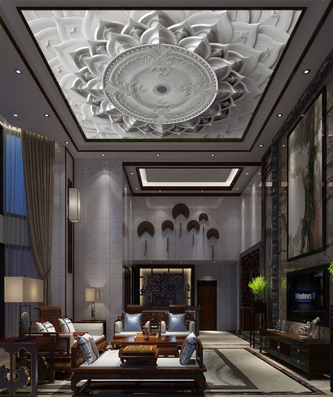 White Design Ceiling Wallpaper