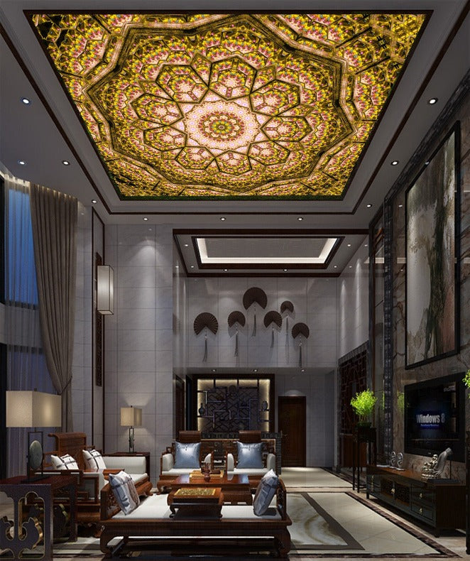 Design Golden Yellow Ceiling Wallpaper