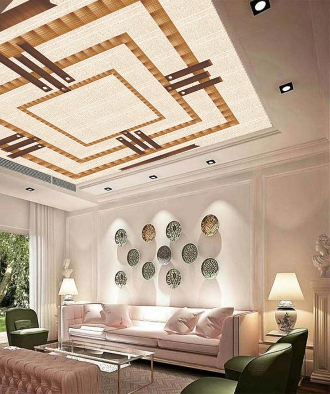 Brown Beige Ceiling Wallpaper