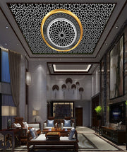 Black White Golden Pattern Ceiling Wallpaper