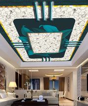 Blue Hibiscus Ceiling Wallpaper