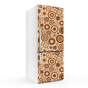 Brown Round Art Self Adhesive Sticker For Refrigerator