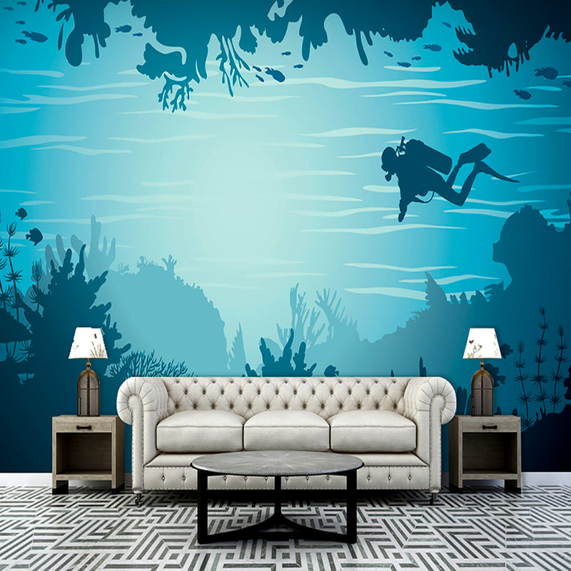 Under Water Painting Blue Wallpaper