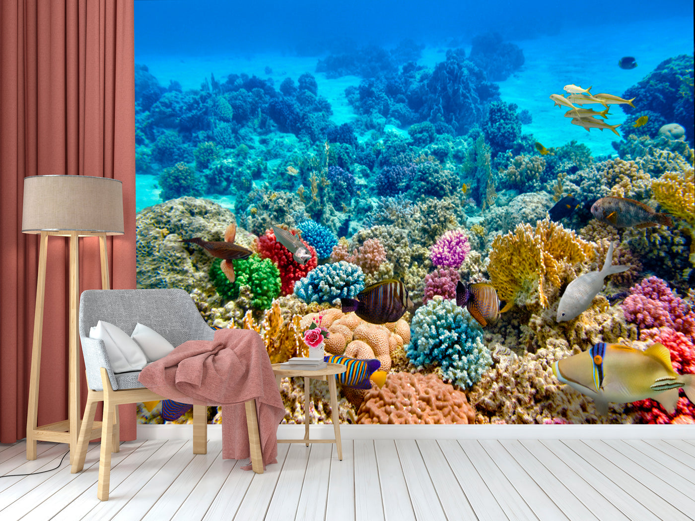 Coral Blue Submarine Wallpaper