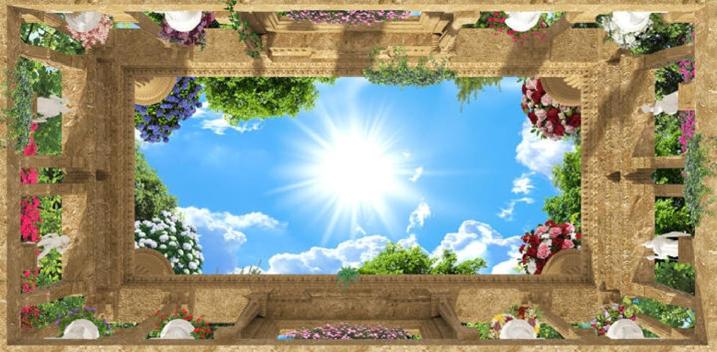 Shining Sun Ceiling Wallpaper