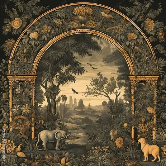 Chinoiseries Elephant Wallpaper