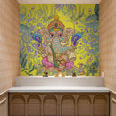 Colourful Ganesh Pooja Room Wallpaper