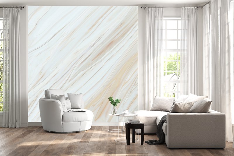 White and Cream Marble Effect Wallpaper