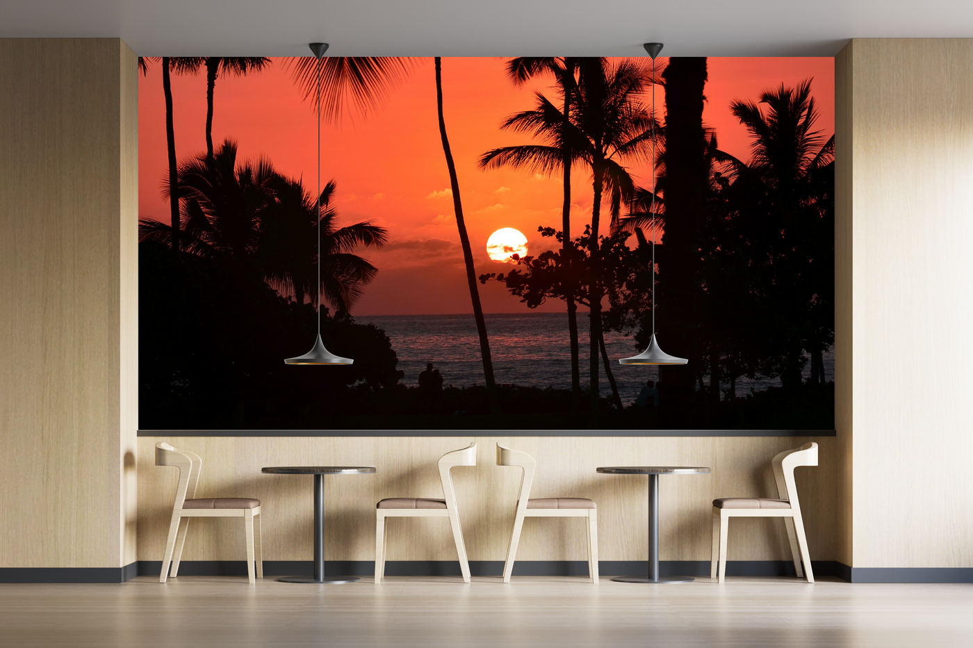 Orange Sunset Beach Customised Wallpaper