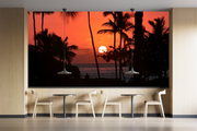Orange Sunset Beach Customised Wallpaper