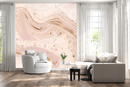 Blush Pink and Golden Marble Effect Wallpaper