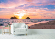 Pink Sky And Beach Wallpaper