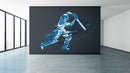 Batsman Playing Cricket Blue Wallpaper
