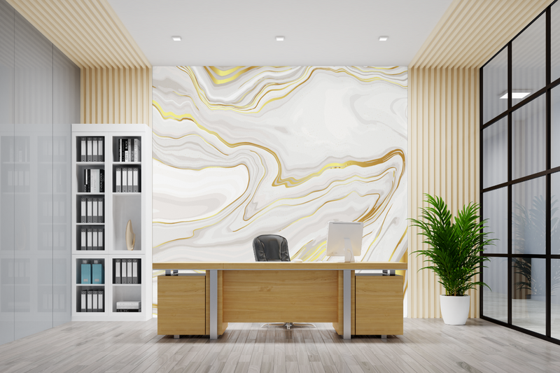 Gold and Grey Shade Marble Effect Wallpaper
