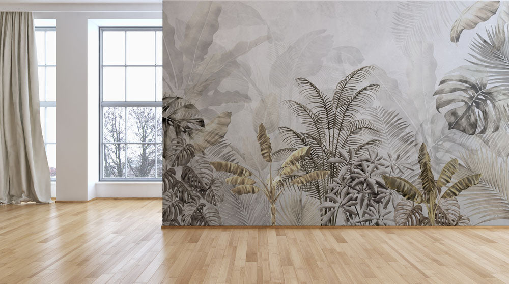 Silver Tropical Wallpaper