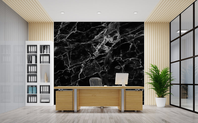 White and Black Shade Marble Effect Wallpaper
