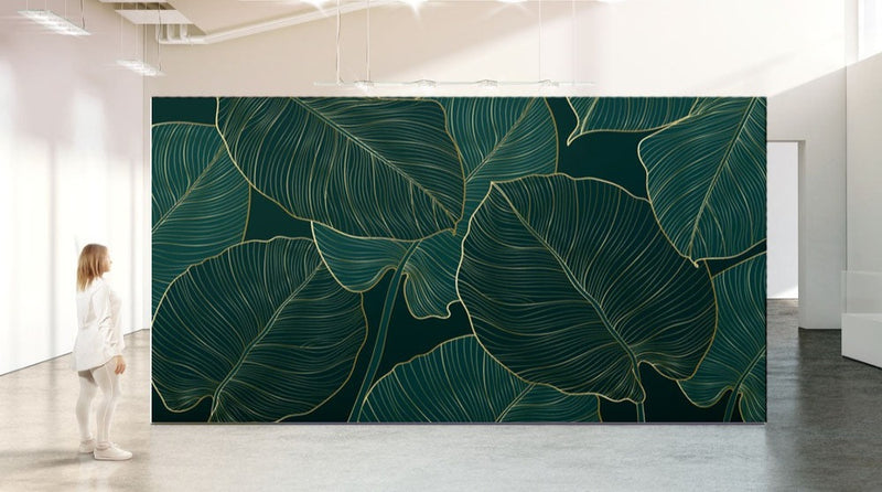 Big Green Leaf Tropical Wallpaper