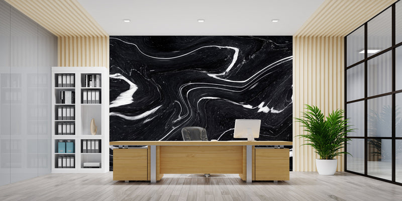 Black White Texture Marble Effect Wallpaper