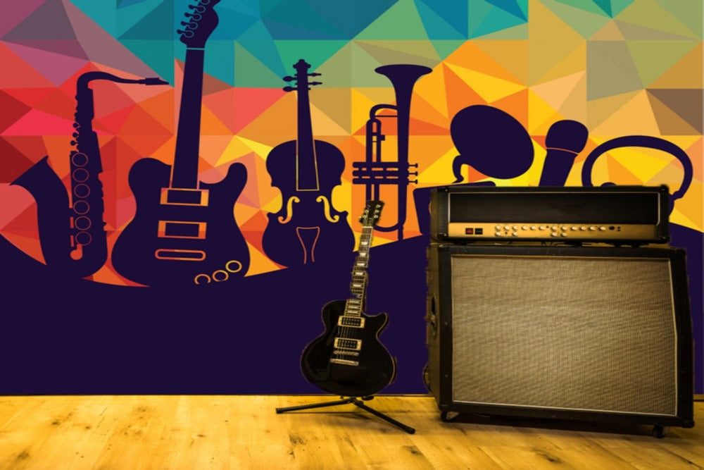 Colourful Music Instruments Wallpaper