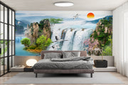 Customize Beautiful Waterfall From Mountain Wallpaper