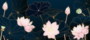Wardrobe Golden Lotus Line Sticker