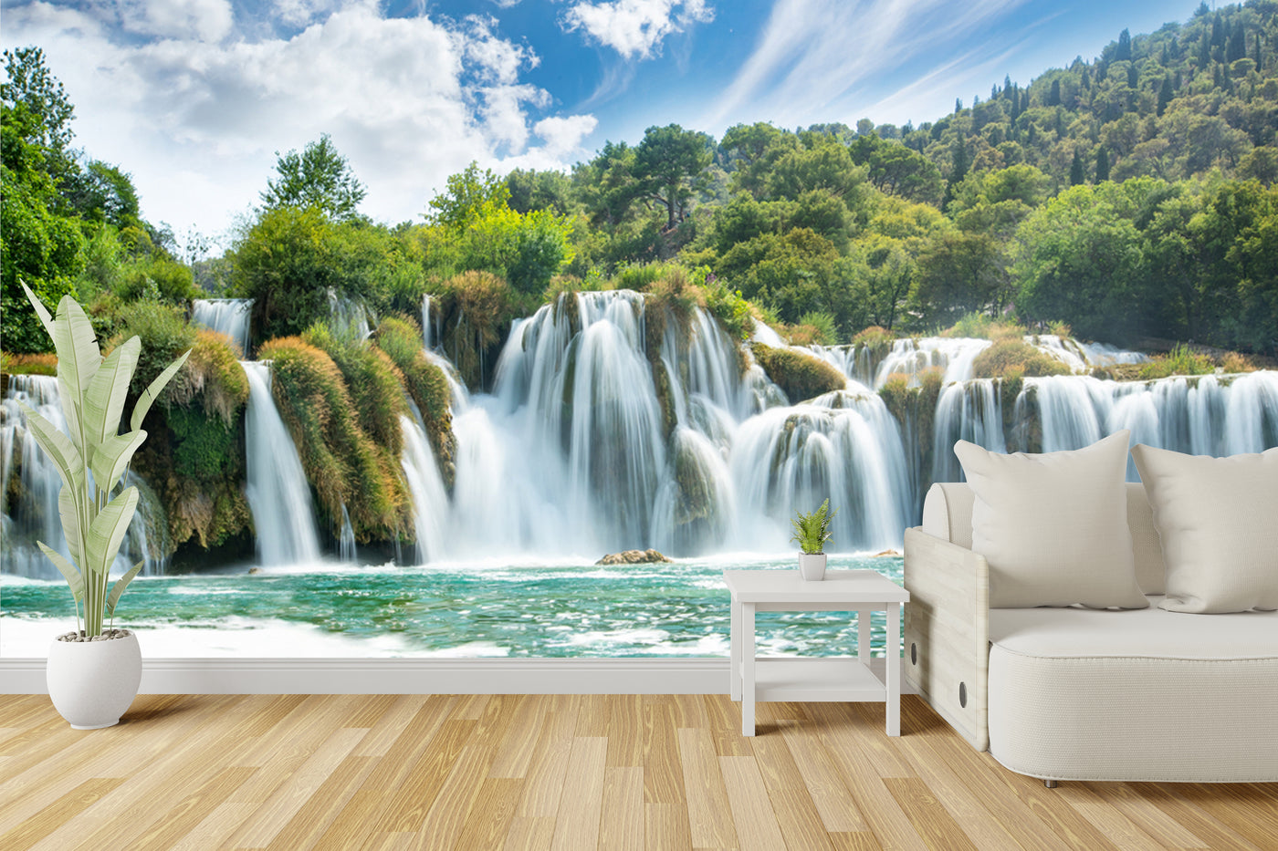 Beautiful Waterfall From Mountains Wallpaper