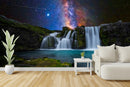 Customize Beautiful Waterfall With Shiny Stars Wallpaper