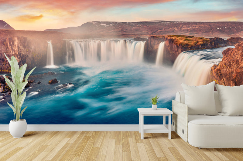 Customize Beautiful Waterfall In Open Sky Wallpaper