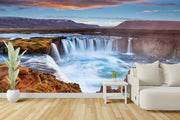 Customize Beautiful Waterfall In Colourful Sky Wallpaper