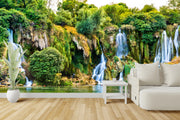 Customize Beautiful Waterfall With Lake Wallpaper