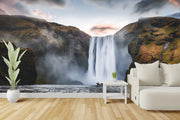 Customize Beautiful Waterfall From Beautiful Mountain Wallpaper
