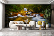 Customize Beautiful Waterfall Orange Ocean Wallpaper