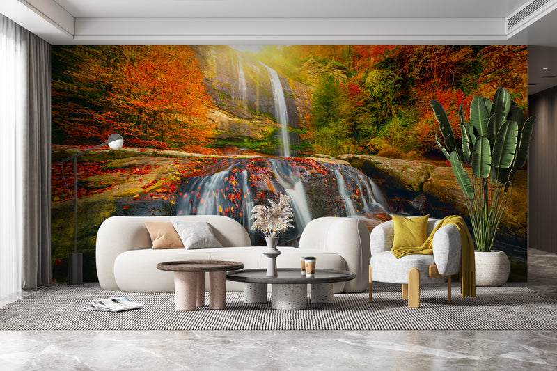 Customize Beautiful Waterfall In Reddish Iland Wallpaper
