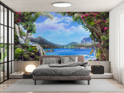 Customize Beautiful Waterfall With Blue Sky Wallpaper