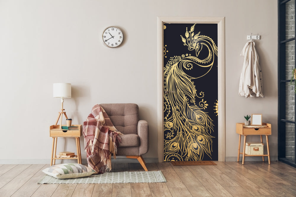 Golden Peacock Print Sticker