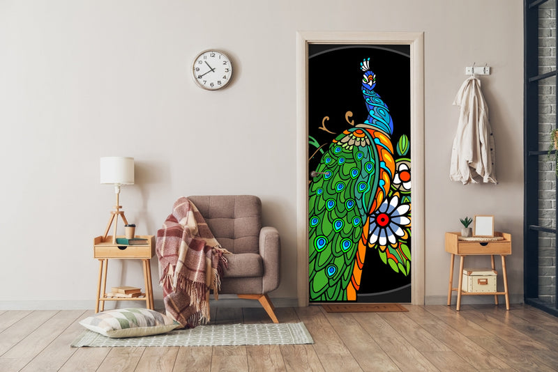 Peacock Painted Door