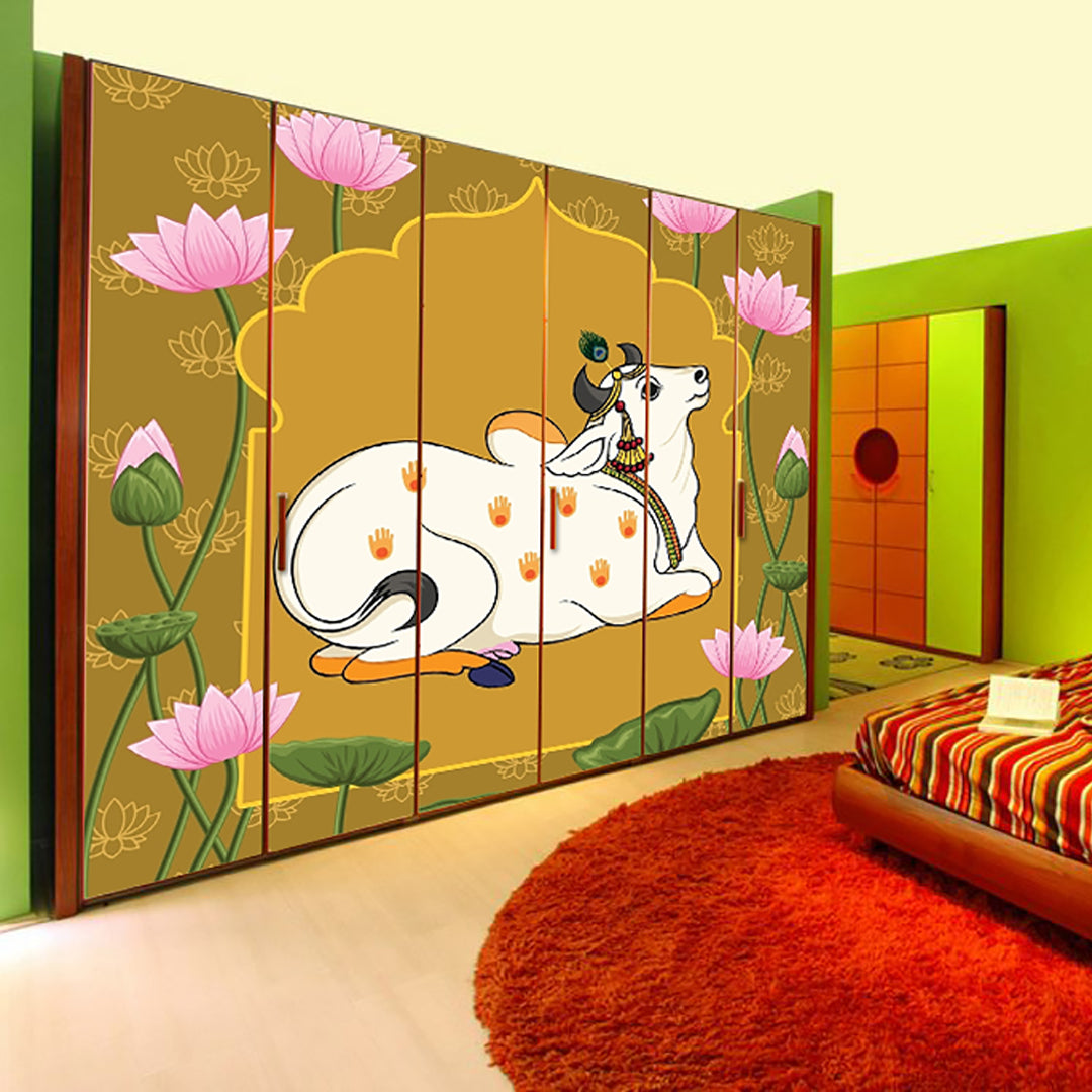 Lotus Cow Wardrobe Sticker