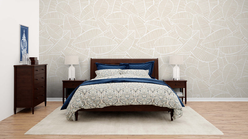 Cream Leaves Pattern Wallpaper