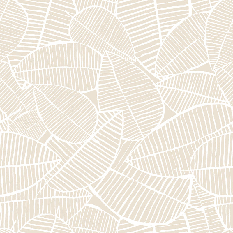 Cream Leaves Pattern Wallpaper