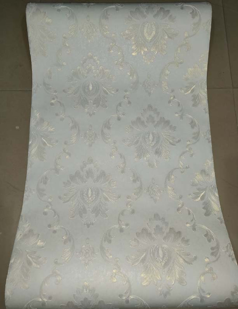Damask Silver Elegant Wallpaper Roll