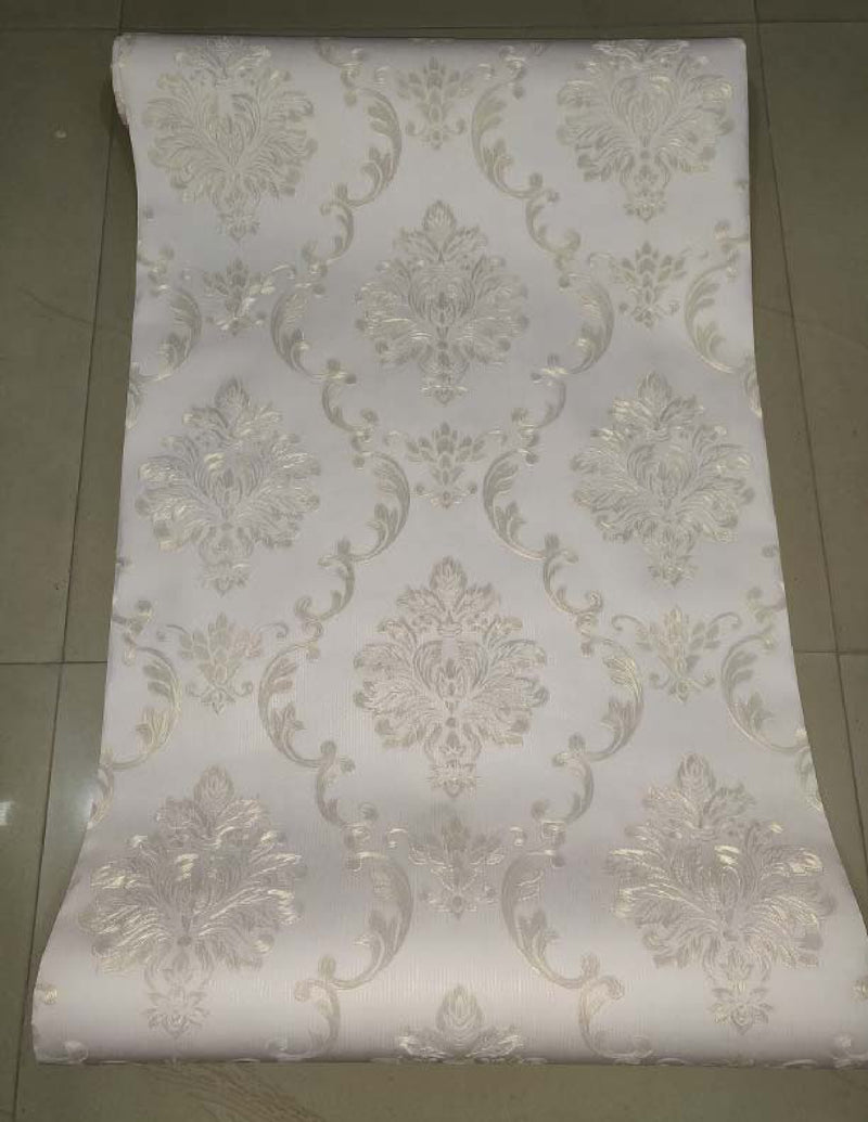Damask Silver Embossed Wallpaper Roll