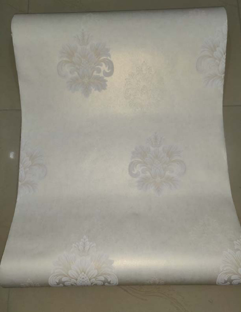 Damask Prime Silver Flower Wallpaper Roll