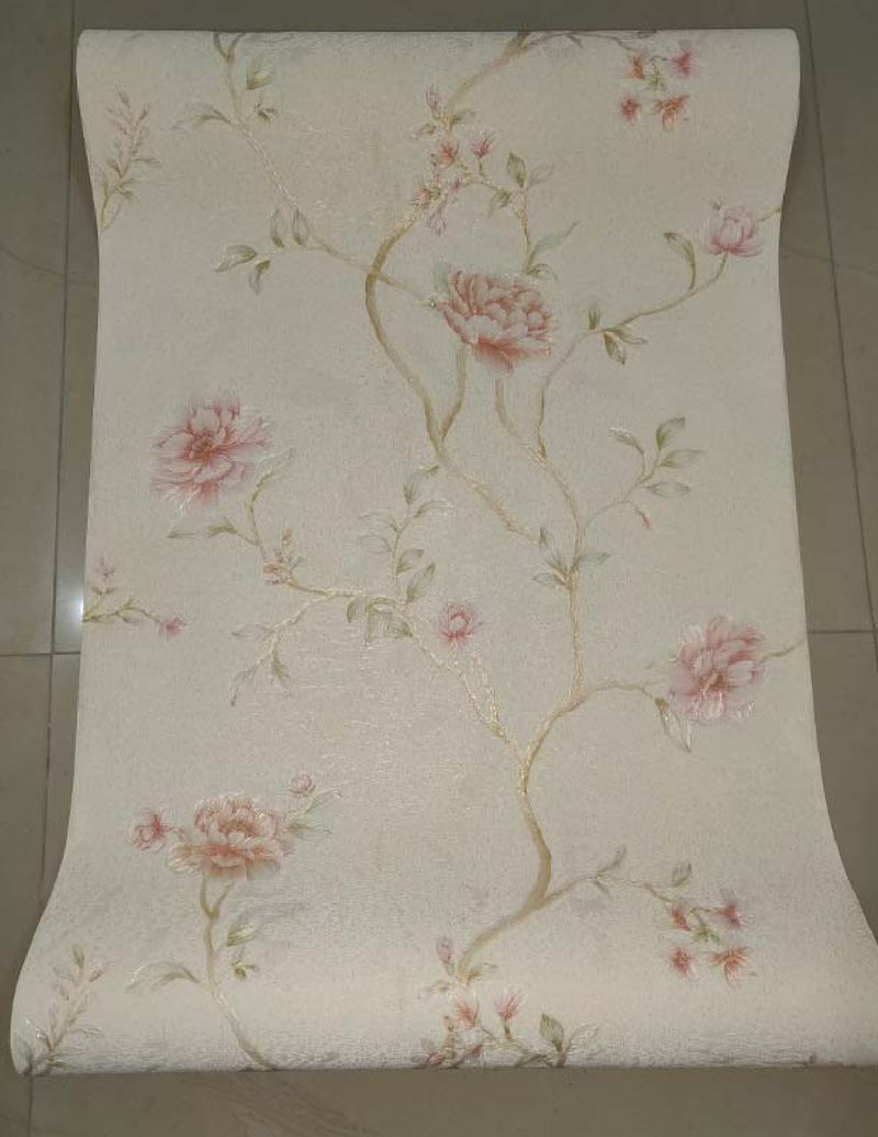 Damask Prime Flower And Branches Wallpaper Roll