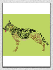 Green Background German Shepherd Wall Art