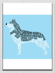 Blue Background Husky Wall Art