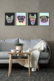 Dog Face Silhouette Wall Art, Set Of 4