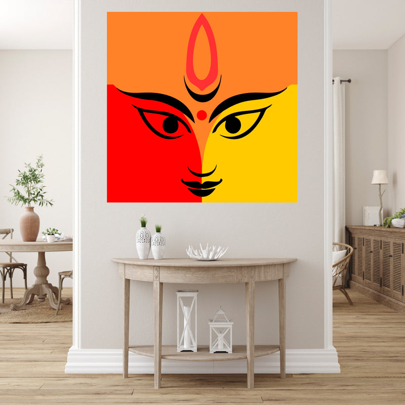 Durga Face Art Self Adhesive Sticker Poster