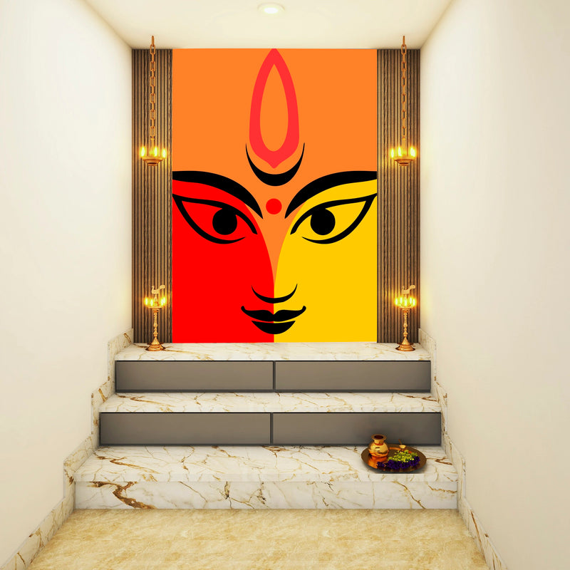 Durga Face Art Self Adhesive Sticker Poster